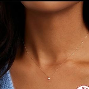 Clavicle Necklace 925 Sterling Silver and Cubic Zirconia Dainty Minimalist